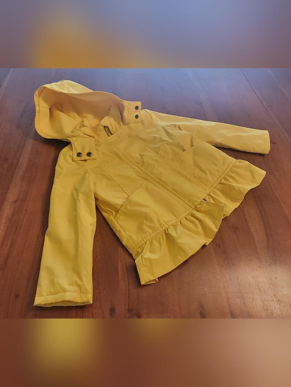 Kids Girls 3T Yellow Rain Coat Jacket With Hood